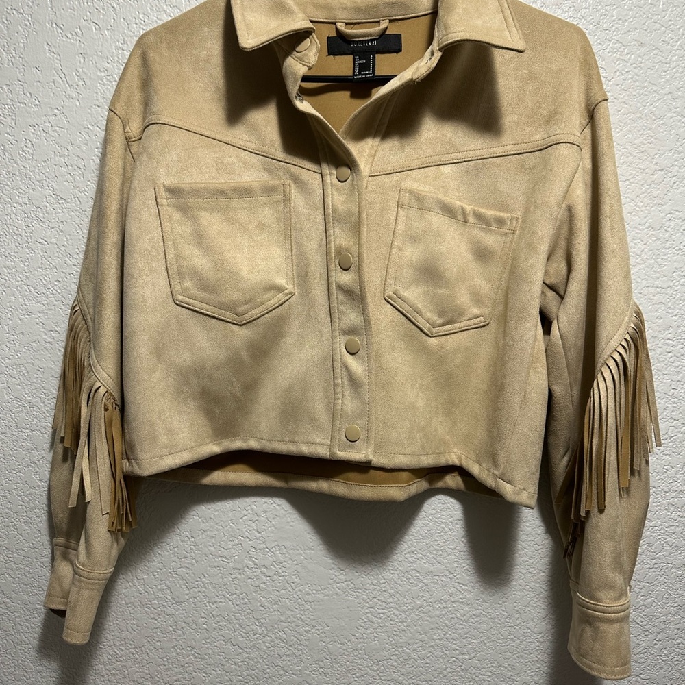Vintage Forever 21 Tan Fringe Utility Jacket new without tags - Picture 9 of 9